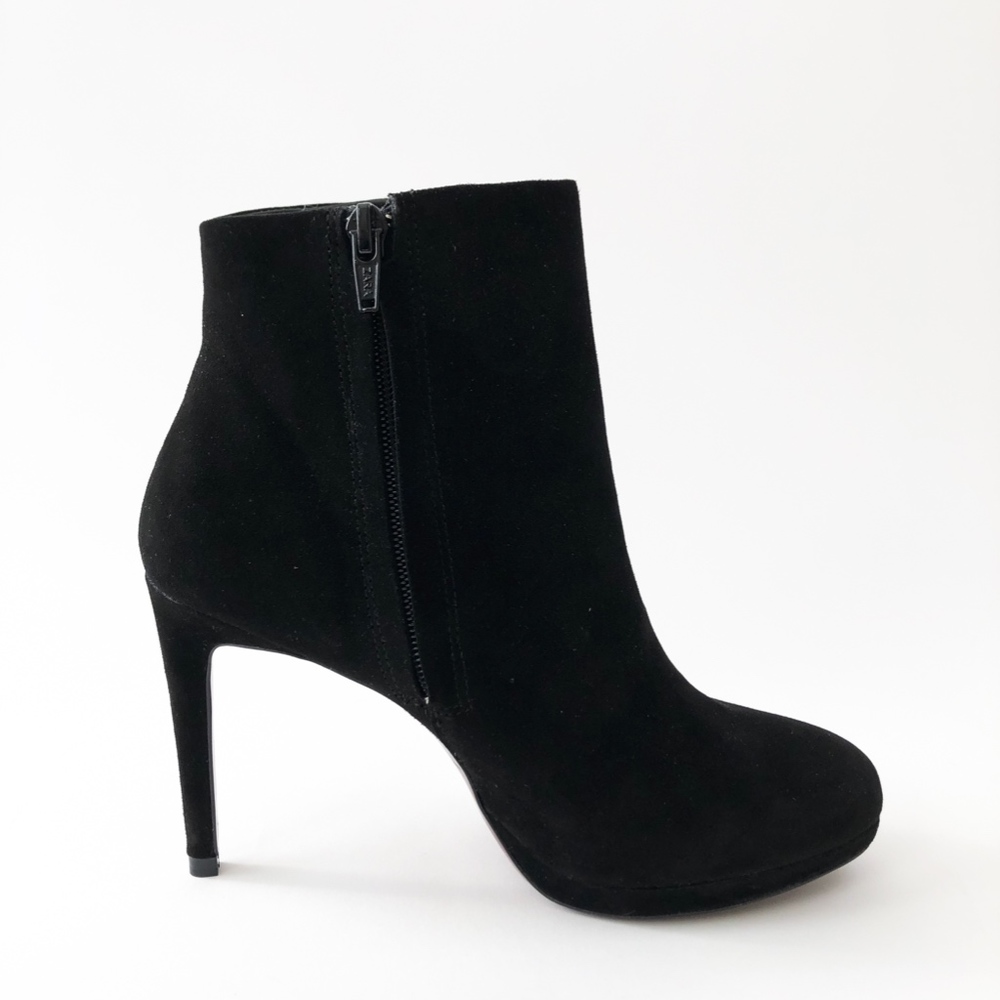 ZARA Black Suede Platform High Heel Ankle Boots